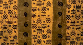 28646 African Mali Mud Cloth Bambara Bogolanfini Gold Aprox 51" x 75"