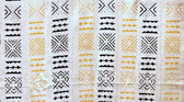 28651 African Mali Mud Cloth Bambara Bogolanfini White/Yellow Aprox 40" x 64"