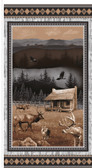 Henry Glass Woodland Whispers 24" Cabin Scene  Fabric By The Panel