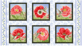 Henry Glass Poppy Meadows 24" Poppy Blocks Panel Cotton Fabric By Panel