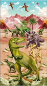 Studio E March of the Dinosaurs 24" Panel Multi Cotton Fabric By The Yard