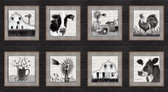 Studio E Buttermilk Farmstead Block Panel Black Cotton Fabric By Panel