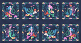 Studio E Mermaid In Blue Jeans Block Panel Dk Blue Cotton Fabric By Yard