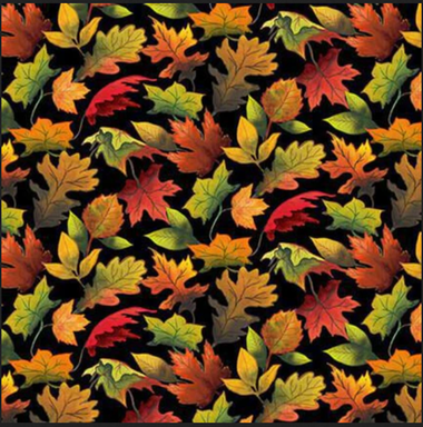 Blank Quilting Fall Delight Autumn Leaves Black Cotton Fabric By The ...