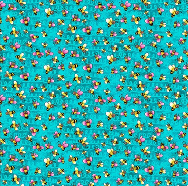 Blank Quilting Pixie Patch Bees Turquoise Cotton Fabric By The Yard ...