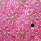 Dena Designs LIDF005 Sunshine Circle Medallion Pink Linen Fabric By Yard