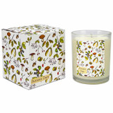 Heaven Scent 'Autumn Days' 20cl vegan soy candle box and glass jar, illustrated with autumn berries, acorns and toadstools, with a warm seasonal fragrance.