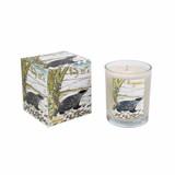 Heaven Scent 'Midwinter' 20cl vegan soy candle box and glass jar, scented with Gold, Frankincense & Myrrh, featuring a badger illustration in a snowy woodland setting. Heaven Scent 'Midwinter' 20cl vegan soy candle box and glass jar, scented with Gold, Frankincense & Myrrh, featuring a badger illustration in a snowy woodland setting.