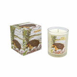 Heaven Scent 'Winter Ramble' 20cl vegan soy candle box and glass jar, scented with black cherry, featuring a hedgehog illustration in a snowy winter woodland setting. Heaven Scent 'Winter Ramble' 20cl vegan soy candle box and glass jar, scented with black cherry, featuring a hedgehog illustration in a snowy winter woodland setting.