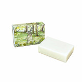Heaven Scent Mossy Dell, Fern scented 100g Natural Soap pictured with a beautifully illustrated with a hare sitting in a woodland clearing and dandelions.
