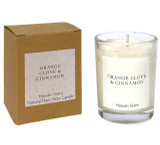 Orange, Clove & Cinnamon 9cl votive artisan candle: natural, vegan, plant based & soy wax, no parabens, in recycled gift box
