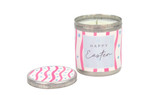 Heaven Scent's limited edition Mother's Day candle with a floral label stating, 'Mum You Are Blooming Lovely', surrounded by yellow daffodils and dark pink tulips