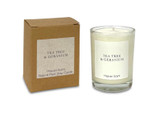 Tea Tree & Geranium 9cl votive artisan candle: natural, vegan, plant based & soy wax, no parabens, in recycled gift box