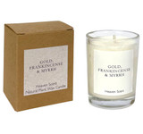 Gold, Frankincense & Myrrh 9cl votive artisan candle: natural, vegan, plant based & soy wax, no parabens, in recycled gift box