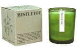 20cl natural soy wax Mistletoe scented candle in a beautiful green glass jar, next to its recycled presentation box, hand-poured in the UK.