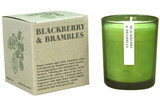 20cl natural soy wax Blackberry & Brambles scented candle in a beautiful green glass jar, next to its recycled presentation box, hand-poured in the UK.