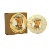 Fresh 80g natural conditioning pet shampoo bar shown alongside its brown card box packaging, featuring a spaniel illustration and wrapped bar.