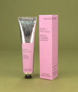 Heaven Scent Rose & Patchouli vegan cocoa and shea butter 60ml hand cream in a tube and matching pink branded box.