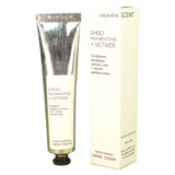 Heaven Scent Shiso, Frankincense & Vetiver vegan cocoa and shea butter 60ml hand cream in a tube and matching light-coloured branded box.