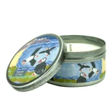 Sea Moss Jasmine and Pine 100ml travel tin candle with a puffins illustration