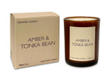 Amber & Tonka Bean 20cl scented artisan candle. Made with natural, vegan, plant based & soy wax, no parabens, in a heritage colour gift box