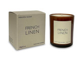 French Linen 20cl scented artisan candle. Made with natural, vegan, plant based & soy wax, no parabens, in a heritage colour gift box