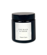 Oakwood & Cedar 120ml brown pharmacy jar artisan candle; natural, vegan, plant based & soy wax, no parabens