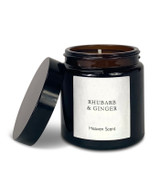 Rhubarb & Ginger 120ml brown pharmacy jar artisan candle; natural, vegan, plant based & soy wax, no parabens