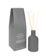 Jasmine, Rosemary & Cedar 100ml scented artisan reed diffuser ceramic bottle. Made with natural, plant based base with no parabens, in a colour-matched gift box