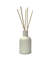 Shiso, Vetiver & Frankincense 100ml scented artisan reed diffuser ceramic bottle. Made with natural, alcohol plant-based reed liquid with no parabens, in a colour-matched gift box