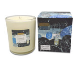 Nutmeg & Cinnamon 20cl winter-inspired, scented artisan candle: natural, vegan, plant based & soy wax, no parabens, in seasonal gift box illustrated with cottage and hare snowy winter scene