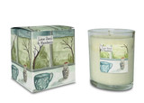 Lime, Basil & Mandarin 20cl summer-inspired votive artisan candle: natural, vegan, plant based & soy wax, no parabens, in seasonal gift box illustrated with a still life window scene of coffee cup and matches