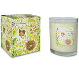 Wild Bluebell 20cl wildlife-inspired votive artisan candle: natural, vegan, plant based & soy wax, no parabens, in seasonal gift box illustrated with bluebells, wren on a nest and wild flowers