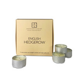 English Hedgerow gift box of 9 aluminium tealights made of natural, vegan, plant-based rapeseed, coconut & soy wax blend, with no parabens