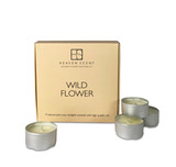 Wild Flower gift box of 9 aluminium tealights made of natural, vegan, plant-based rapeseed, coconut & soy wax blend, with no parabens