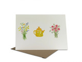 This A5 greetings card, beautifully illustrated with a teapot and bunches of flowers, is perfect for birthdays, Mother's Day or just a note to say thank you. Illustrated by Sarah Pettitt