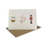 A5 greetings card, beautifully illustrated by Sarah Pettitt with a Christmas pudding, berry twig and delightful nutcracker, is perfect to send for Christmas or as a special thank you.