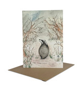 This Winter themed A5 greetings card, beautifully illustrated with a badger in a snowy scene, is perfect to give for Christmas, winter birthdays or as a special thank you.  Illustrated by Sarah Pettitt,