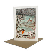 This Winter themed A5 greetings card, beautifully illustrated with a robin and pair of dears in a snowy scene, is perfect to give for Christmas, winter birthdays or as a special thank you. Illustrated by Sarah Pettitt