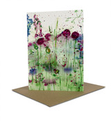 This abstract A5 greetings card, beautifully illustrated soft watercolour thistles and foxgloves, is perfect to give for birthdays, Mother's day or as a special thank you. Illustrated by Sarah Pettitt