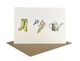 This cute A5 greetings card for avid gardeners, beautifully illustrated with a pair of wellington boots, a posy of cut flowers and a watering can, is perfect to give for birthdays, Mother's Day or as a special thank you. Illustrated by Sarah Pettitt