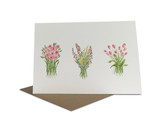 This pretty A5 greetings card for flower lovers, beautifully illustrated with a tio of spring bouquets, is perfect to give for birthdays, Mother's Day or as a special thank you. Illustrated by Sarah Pettitt