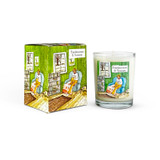 Frankincense & Vetiver 9cl votive artisan candle: natural, vegan, plant based & soy wax, no parabens, in seasonal gift box illustrated with a lady relaxing in a reading nook.