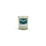 Wild Woods 9cl wildlife inspired artisan candle: natural, vegan, plant based & soy wax, no parabens, in seasonal gift box illustrated with a winter swooping owl scene.