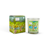 Oud & Tobacco 9cl jungle-inspired artisan candle: natural, vegan, plant based & soy wax, no parabens, in seasonal gift box illustrated with a jaguar by a water hole.