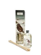 Winter Time scented Christmas reed diffuser in a gift box illustrated with a a little own in a snowy country scene.