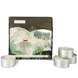 Winter Scent 9 scented tealights in a gift box illustrated with an owl and and cottage. Natural, vegan, soy and paraben free