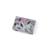 Inspiration natural origin illustrated boxed soap bar by Heaven Scent featuring bright jungle birds on a mauve background