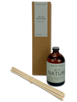 Be In Nature luxury reed diffuser by Heaven Scent in amber apothecary glass from the Wellbeing range