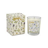 A luxury, vegan, natural 9cl summer wild flowers candle handmade in Wiltshire presented in a beautiful gift box illustrated with British wild flowers.